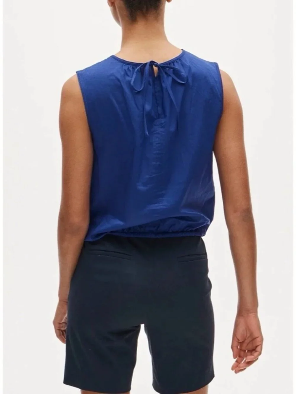 J. Crew Indigo Blue Sleeveless Drawstring-Waist Tank S NWT